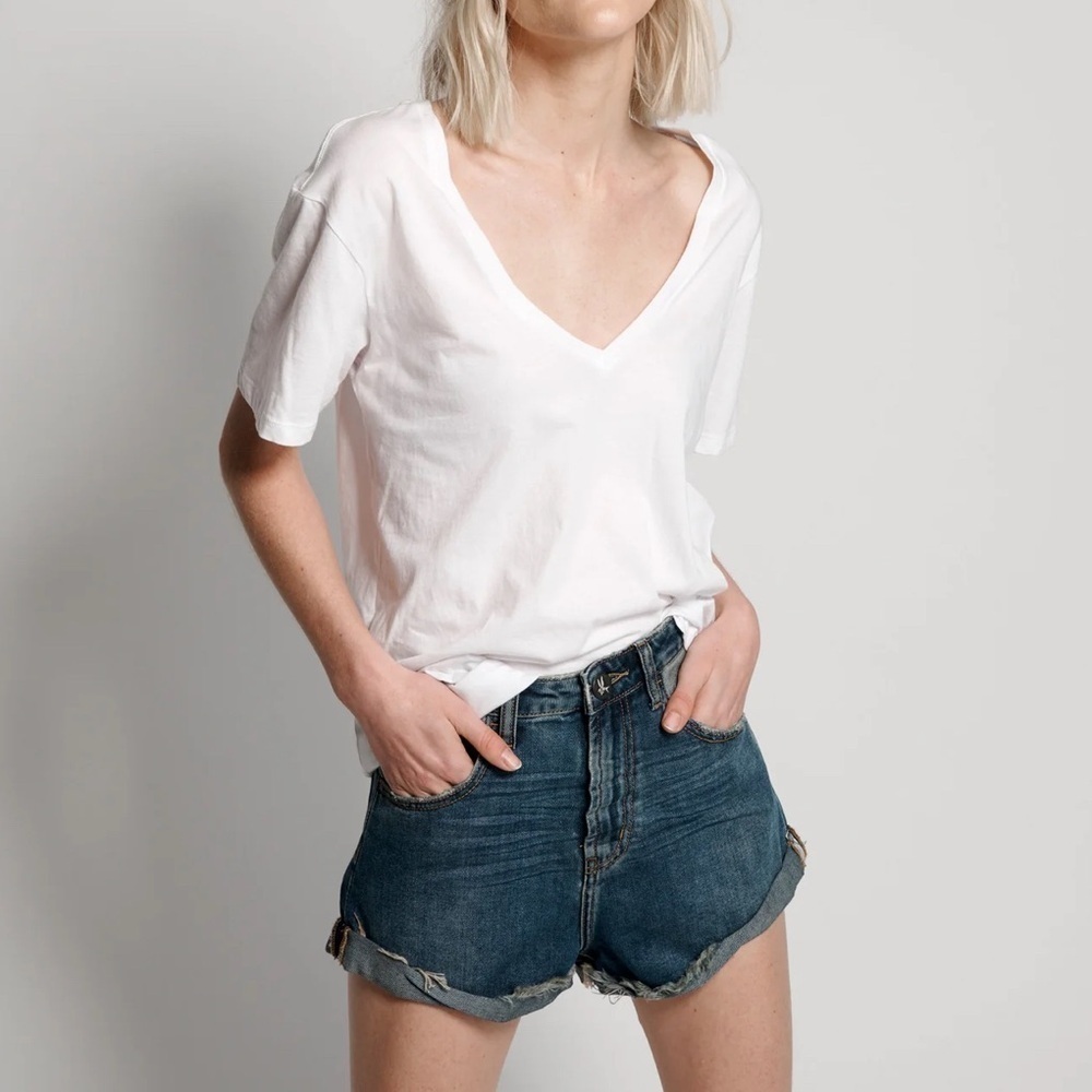 NWT One Teaspoon Dirty Indigo Bandit Denim High Rise Denim Shorts Size 25